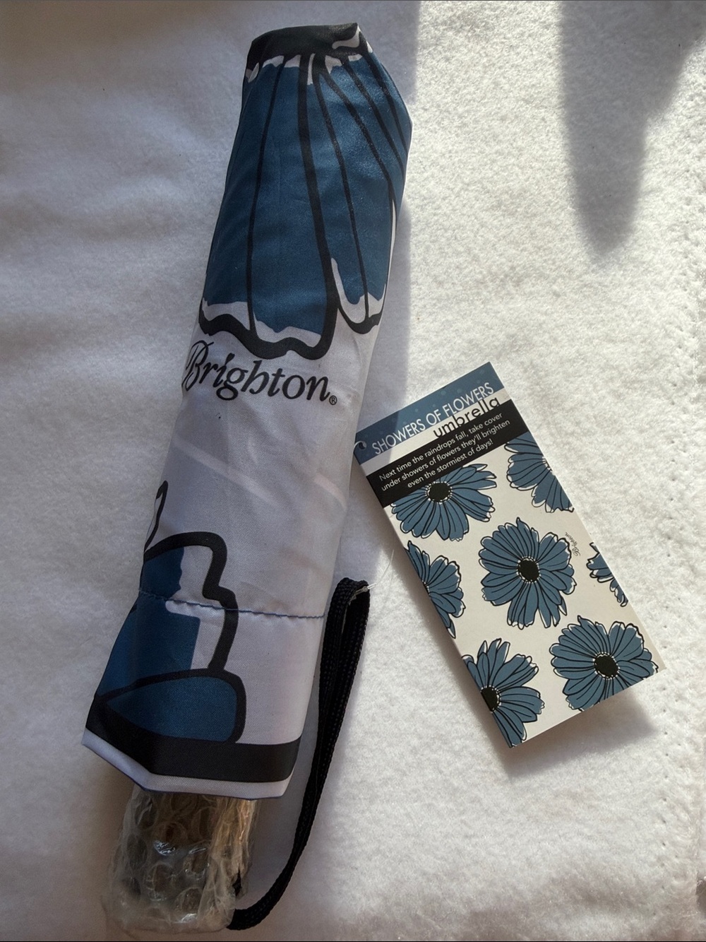 Brighton umbrella showers of flowers NEW NWT blue black floral